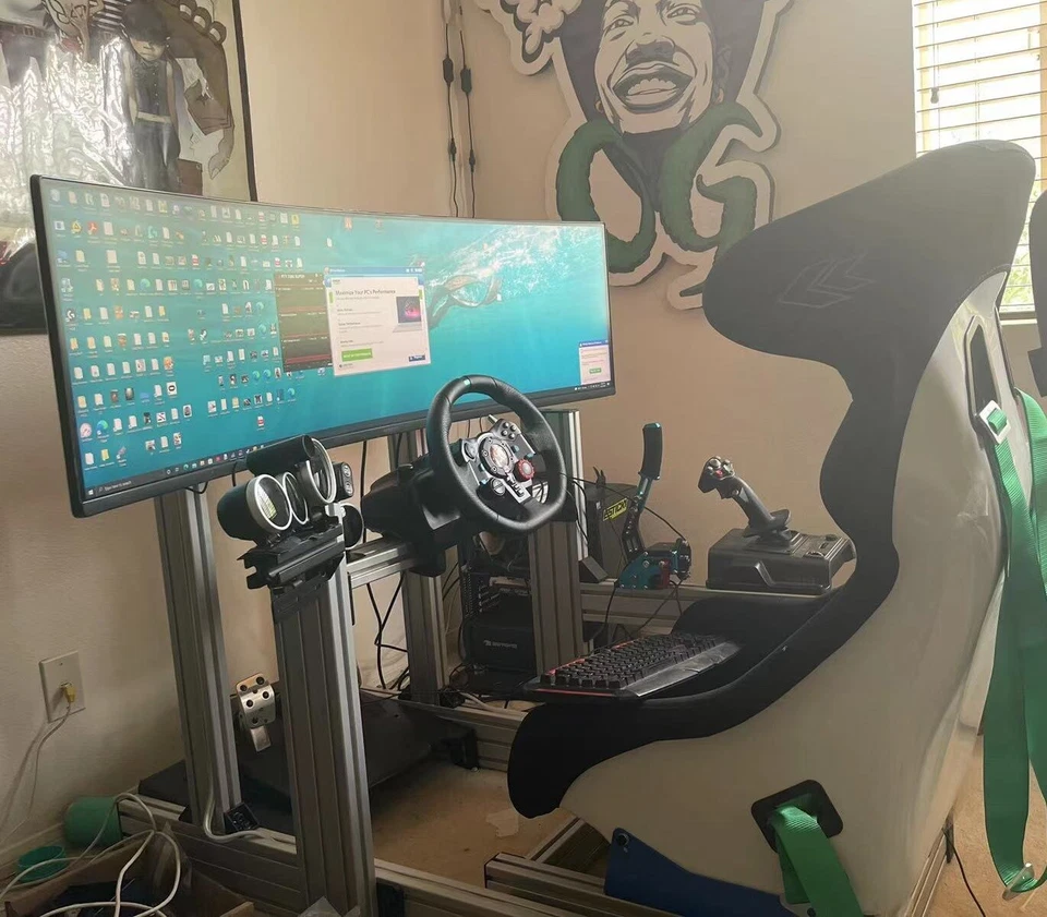 NRG GAMING SIMULATOR FIXED BACK BUCKET RACING SEAT FIBER GLASS LARGE BLACK - Image 3 of 4