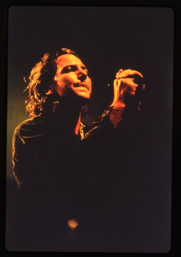 Pearl Jam Eddie Vedder Singing in Concert Red Spotlight Original