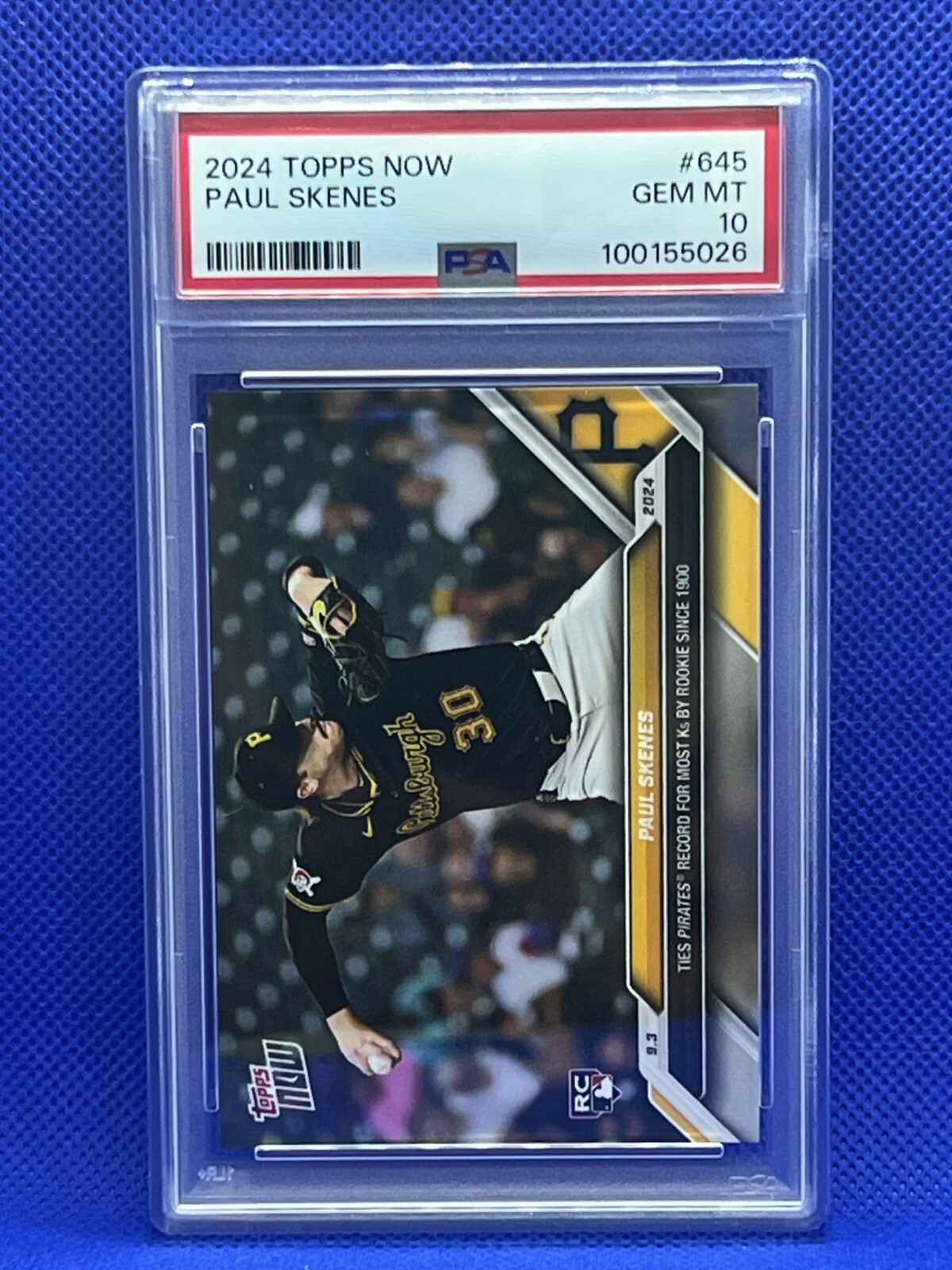 2024 Topps Now Paul Skenes #645 RC PSA 10 Gem Mint Pirates