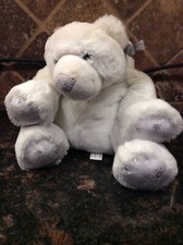 Aurora Plush Polar Bear Stuffed Animal Silver Bow Snowflakes Grey Paws Floppy