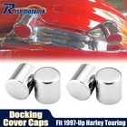 4x Aluminum Chrome Docking Hardware Magnet Cover Caps For Harley Softail Dyna