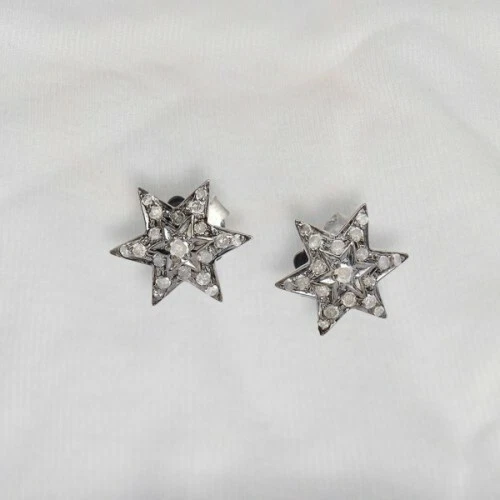 Pendientes de plata de ley 925 para mujer STAR pavé joyas de diamantes Foto 3 de 3