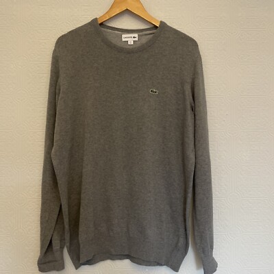 Mens Lacoste Grey Crew Neck Cotton Jumper US L FR UK