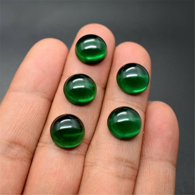 Emerald Round Smooth Polished Rich Green Emerald Cabochon Flat Back C62E