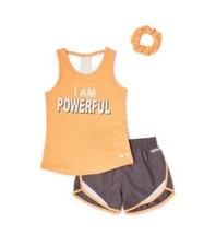 NWT 3-PC Girls 10-12 Tank Top, Shorts Scrunchie Outfit Set ACTIVEWEAR