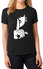 Shhh Keep Silent Be Quiet Say Nothing Ladies T-Shirt Funny Silence Women Tee Top