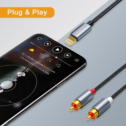 RCA Cable Compatible with iPhone, iOS to RCA Aux Audio Cord, Hi-Fi Sound RCA Ste - Picture 7 of 7