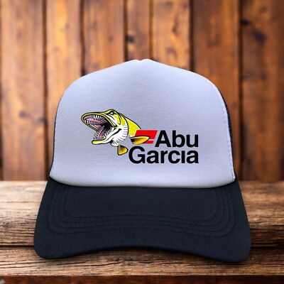 Abu Garcia Mens Trucker Hat Black Snapback Hunting Retro Outdoors Baseball Cap