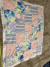 Vintage Cotton Patchwork Quilt Throw Coverlet Baby Quilt 27  X 34  
