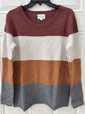 NWT Stitch Fix Pinque Crew Neck Sweater Women's XL Rust Stone Combo Colorblock