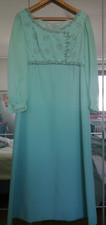 Luxus Vintage Türkises Fest Kleid mit Perlen 42-44