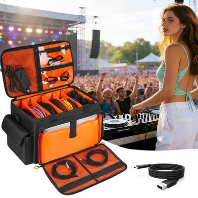 DJ Cable Bag with 5 Reinforced Dividers & 4 Fixed Mic Pockets
