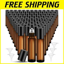 Portable 150 pcs Essential Oil Roll-On Bottles - 10ml Amber Glass with Funnels