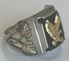 Vintage Coleman CCO Black Hills Gold Sterling Silver Eagle Ring Mens Size 10