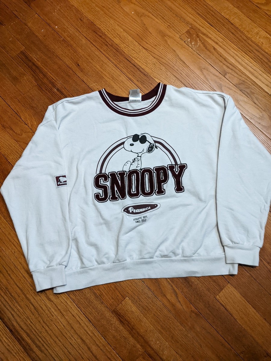 Peanuts Youth Snoopy Joe Cool White Sweatshirt sz XL (Adult Small 