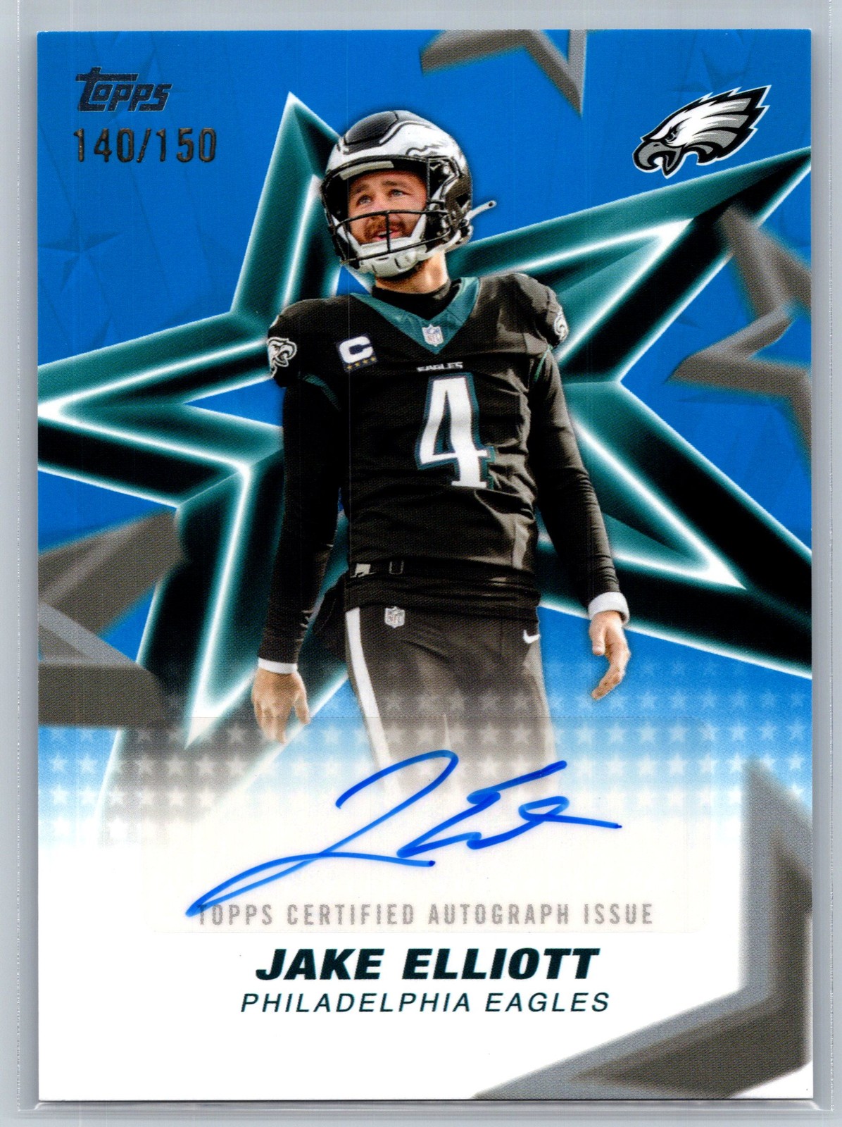 2026 Topps Flagship #NFLSA-JE Jake Elliott NFL Stars Autographs Blue #/150