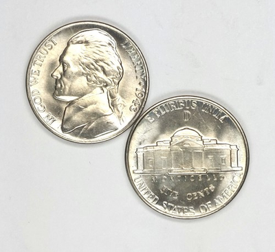 #ad 1943 D UNCIRCULATED JEFFERSON NICKEL CHOICE TO GEM BU 35% SILVER $14.95