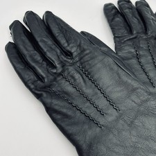 Black Leather Driving Gloves Mens M Thinsulate Fleece Lined Classic Old Money