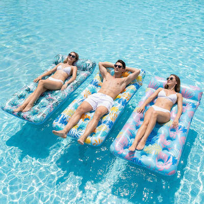 3-Pack Inflatable Pool Float Mats with Headrests for Adults