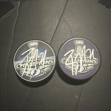 Brayden Point Signed 2020 and 2021 Stanley Cup TB Lightning Hockey Pucks 