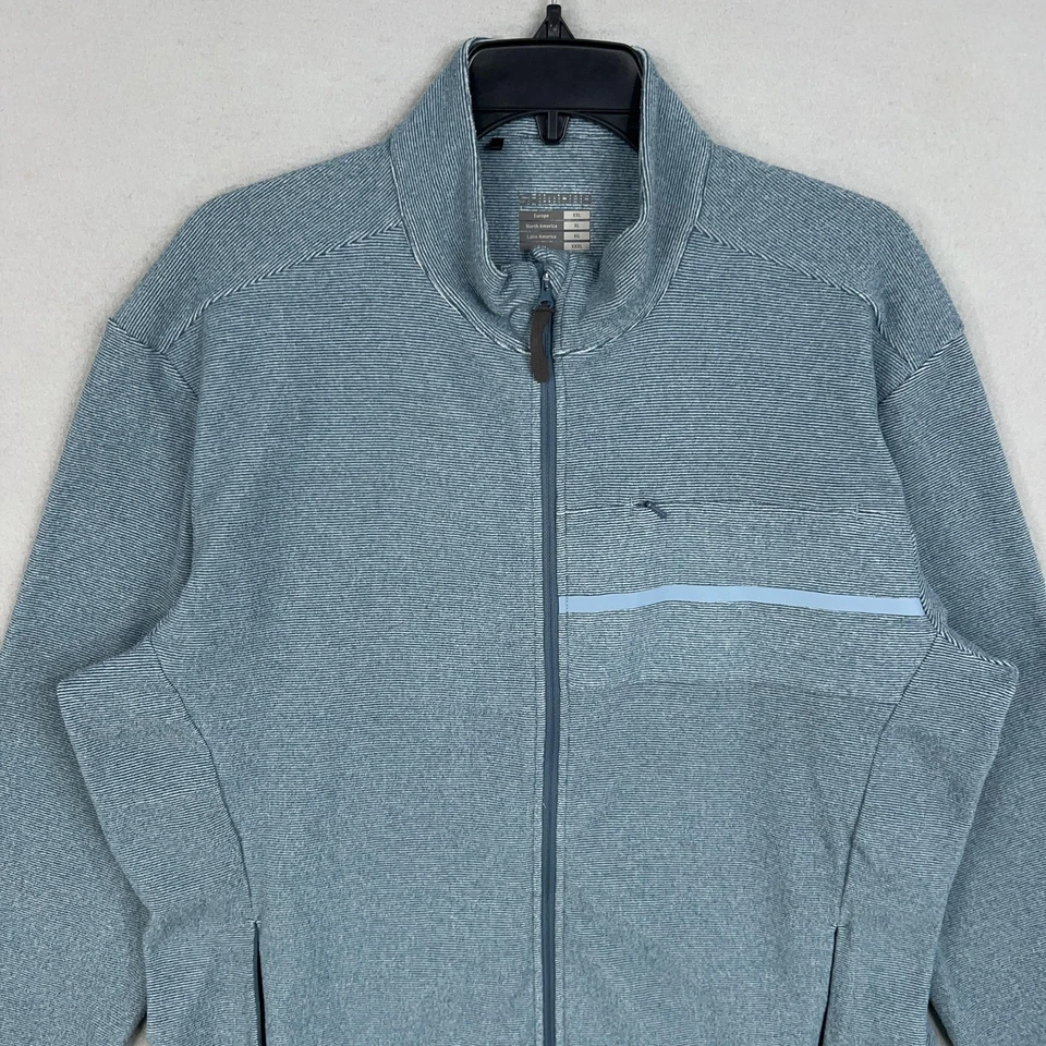 Shimano Jacket Mens XL Blue Gray Cycling Full Zip Stand Collar Reflective Trim - Image 2 of 4