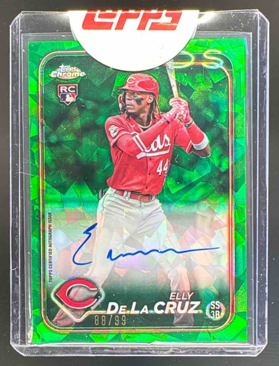 Elly De La Cruz 2024 Topps Chrome Update Sapphire Green Refractor Auto RC /99
