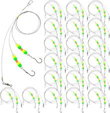 20 Pcs Pompano Rigs for Surf Fishing Pre-Rigged Pompano Rig Size 2/0 Fish Hook 7