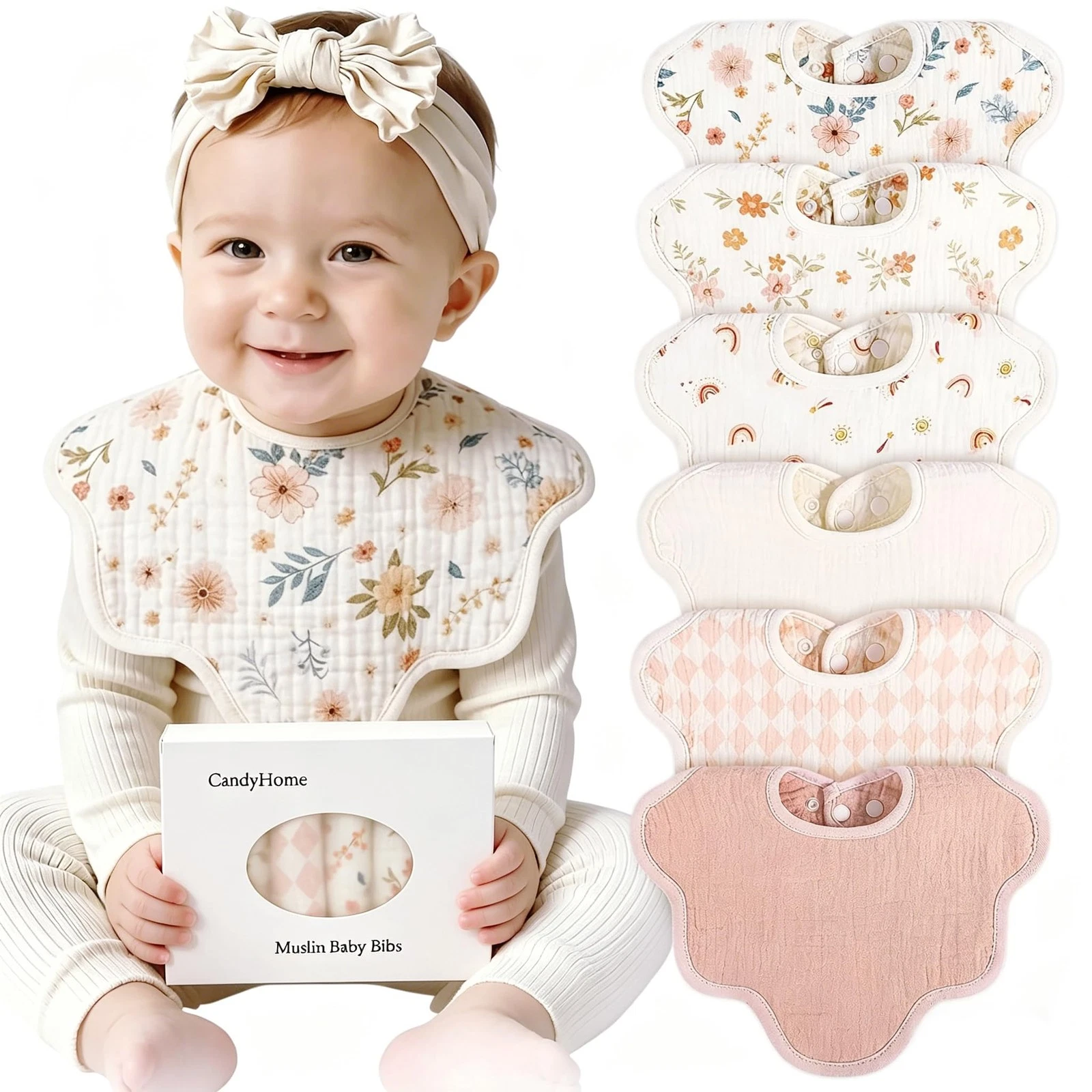 Muslin Bibs for Baby Girl Boy 6 Pack, 100% Cotton Extra Soft Absorbent Bandan...
Opens in a new wind