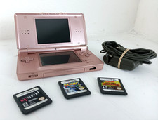 metallic pink Nintendo DS lite handheld console w / 3 games - Tested