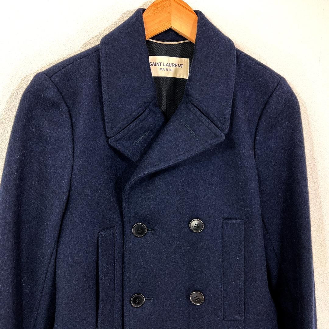 Saint Laurent Paris Hedi Giacca Pavone Lana L Navy Made in Italy