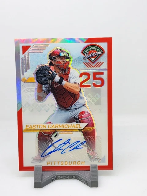 2025 Panini Prospect Edition Easton Carmichael Holo Signatures Red Auto #/199