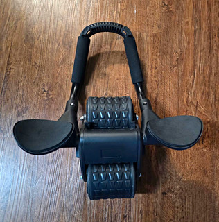 Dual Wheel Ab Roller Wheel Padded Non Slip Foam Handles Black Home Gym