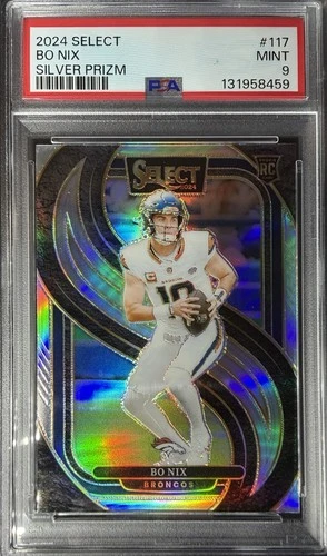 2024 Panini Select - Premier Level Bo Nix #117 Silver Prizm (RC) PSA 9
