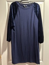 Gap Women’s Dress Navy Dress Velvet Sleeves Sz M