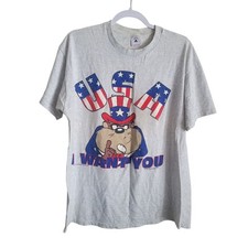 Delta Vintage Single Stitch Tasmanian Devil T Shirt Size Large USA 90s Patriotic