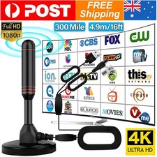 TV Antenna Digital 300 Mile Range HDTV Amplifier Signal Booster Indoor Outdoor