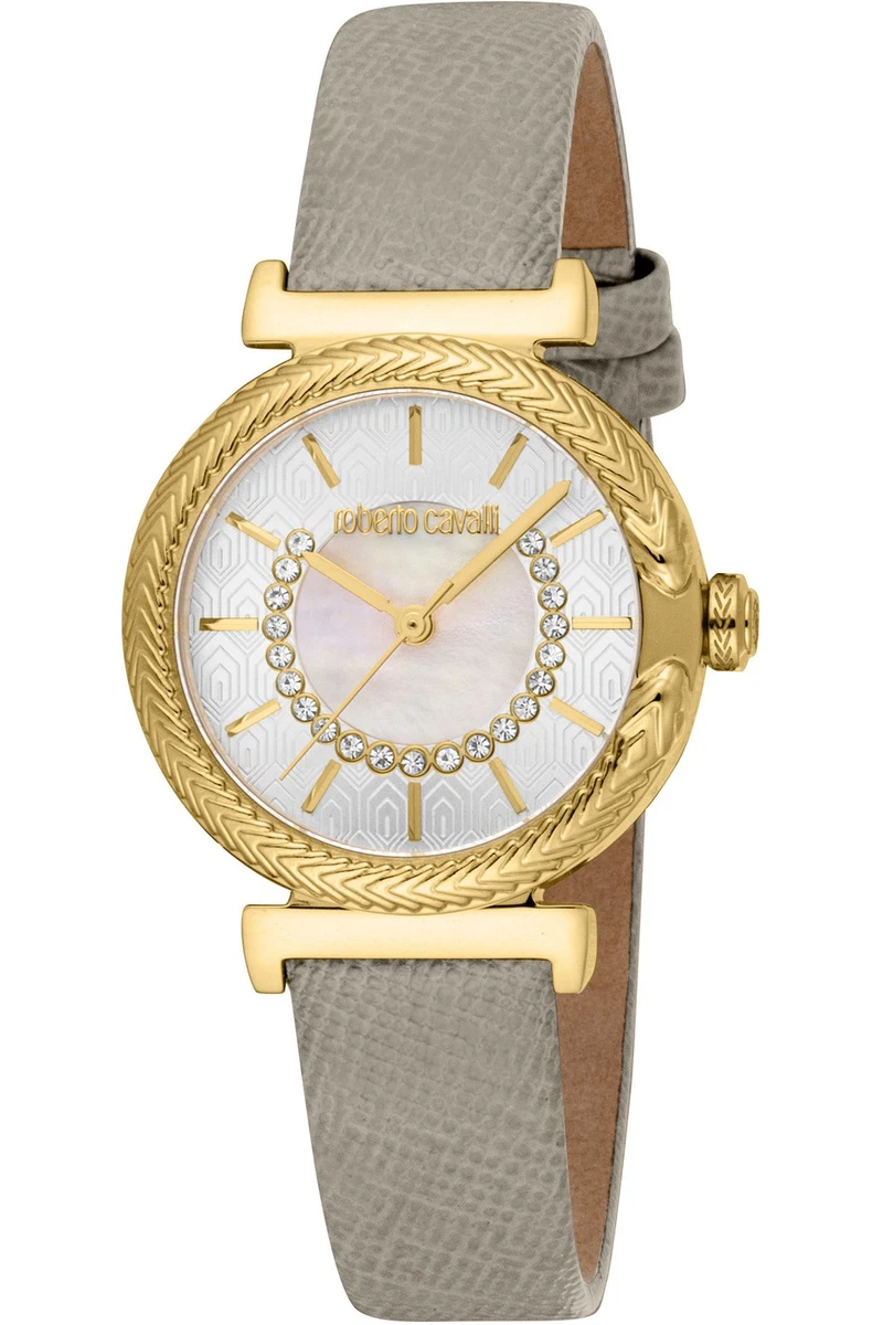 Roberto Cavalli 31MM Curvi Silver Tone Honey Leather Strap Women\'s‎ Watch Roberto Cavalli by Franck Muller Snake watch in Silver/Rose  main image 3