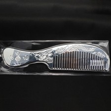 Solid S999 Fine Silver Hair Comb Dragon Handle Health Comb 102-103g 7.36inch