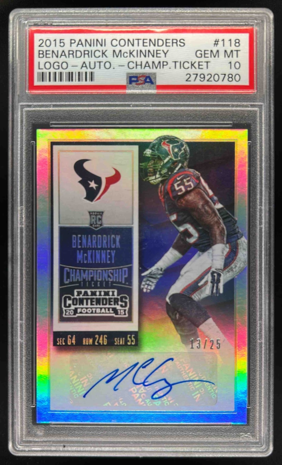 Benardrick McKinney Panini Contenders #118 Autograph-Championship Ticket