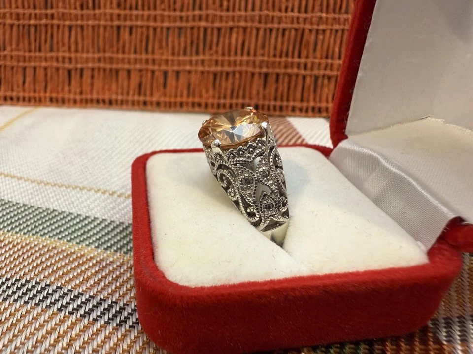 Anillo Joseph Esposito ESPO Plata de Ley 925 Jubileo Rosa Champagne Talla 7.25 Foto 4 de 4