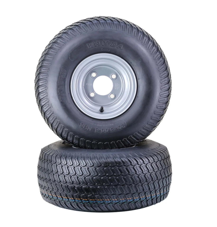 WANDA Lawn Mower Tire & wheel 20X8-8 4-Ply with 4x4" Silver Wheel-13035,SET 2 - Image 2 of 3