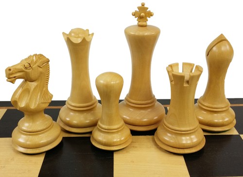 4Q Black Empire Modern Staunton Wood Chess Men Set W 17" Black & Maple Board - Afbeelding 4 van 6