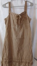 Vintage Y2K Boho Beige Tan Slip Dress Women's Sz 8