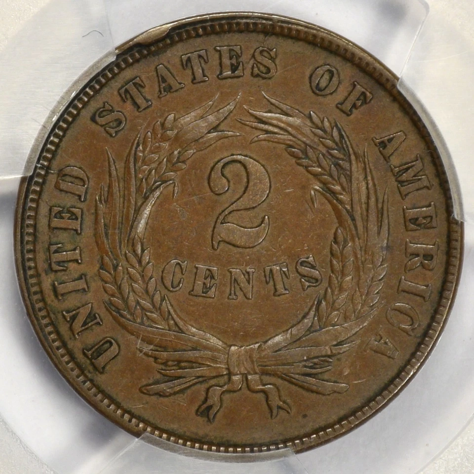 1866 2C TWO CENT ~ PCGS AU55 ~ NICE SURFACES! - Image 3 of 4