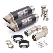  Slip For Ducati 848 1098 1198 Exhaust Mid Pipe Carbon Muffler Black 51MM System
