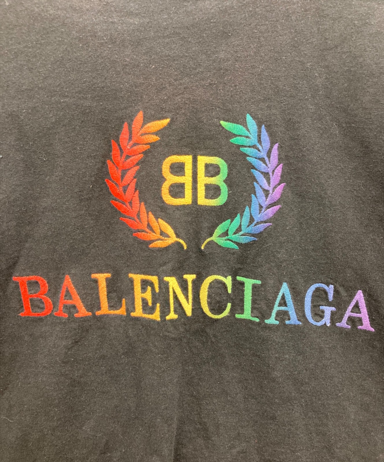 BALENCIAGA Embroidered logo T-shirt Size: M Black Men 570805 TEV53 thumbnail 3