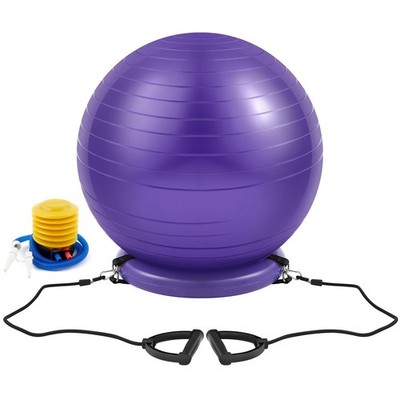 Yoga Ball Chair with Inflatable Stability Base Resistance Bands 65 cm Stabili...