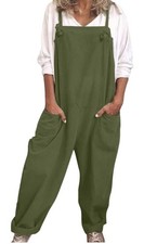 Women's Dungarees Soft Cotton Linen Overalls Vintage Solid Size S Bnwt Comfy