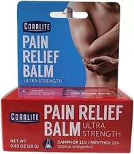 24 PACK Coralite Ultra Strength Pain Relief Balm .63 oz Non-Staining EXP 2027