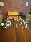Vintage Marx Double Bar M Tin Rodeo Ranch Playset W/ Animals Cowboys Furniture